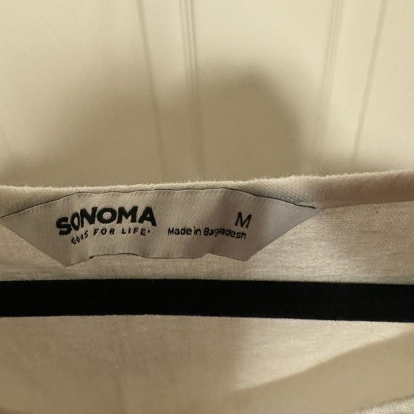 Sonoma Womens M Popover Top Linen V-Neck Short Sleeve Boho Aztec detail - Picture 3 of 6